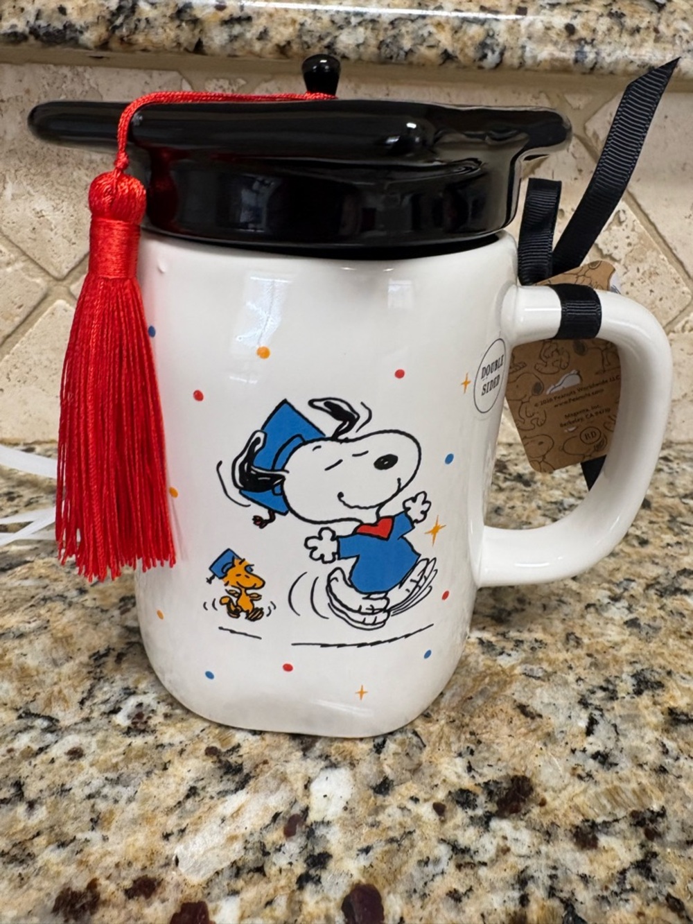 Snoopy & Woodstock Graduation Mug with Tasseled Lid